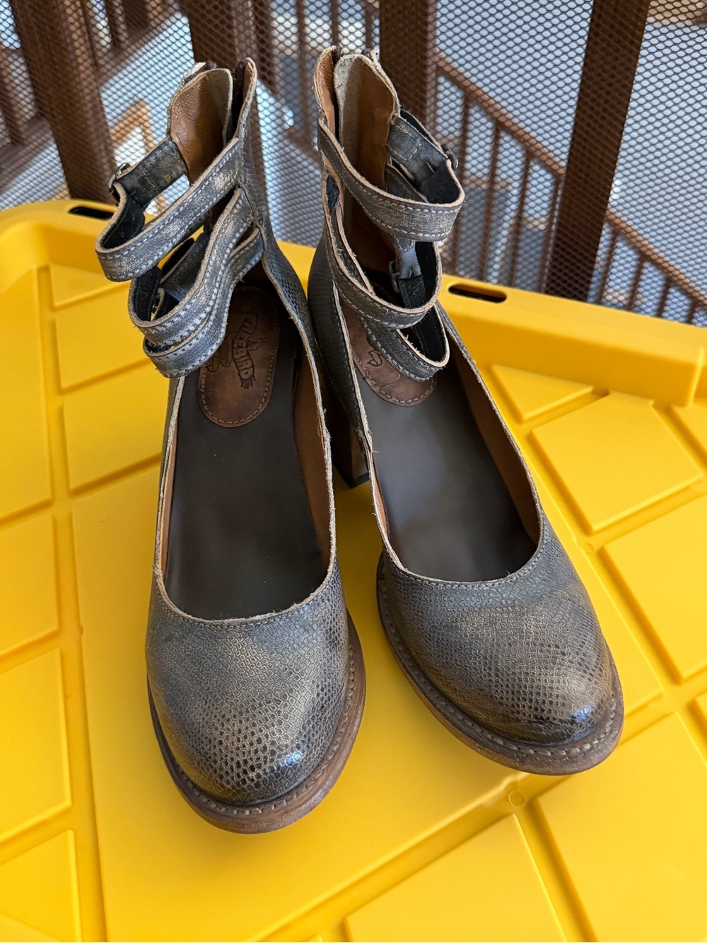 FREEBIRD Randi Gray Ankle-Strap Pumps